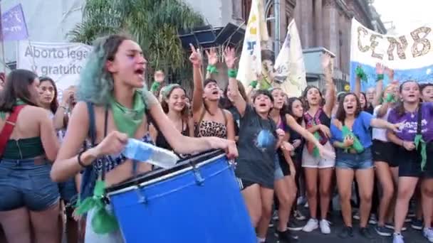 Capital Federal Buenos Aires Argentina Fev 2020 Jovem Gritando Slogans — Vídeo de Stock