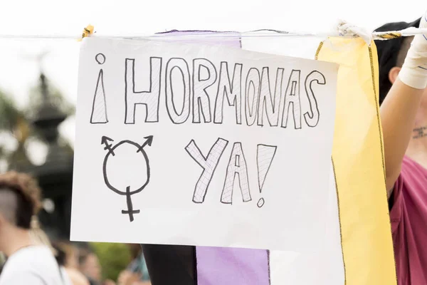 Caba Buenos Aires Argentina Março 2020 Dia Internacional Mulher Bandeira — Fotografia de Stock