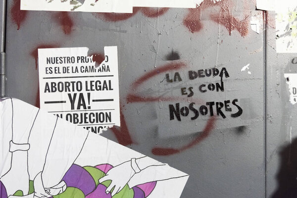 CABA, Buenos Aires / Argentina; March 9, 2020: international women's day. Urban detail: feminist messages