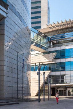 Montevideo / Uruguay, 28 Aralık 2018: Telekomünikasyon Kulesi Kültür Kompleksi veya Antel Kulesi, modern mimari