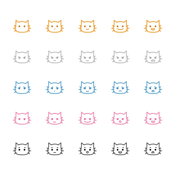 Serie di icone di emozioni di gatto — Foto Stock