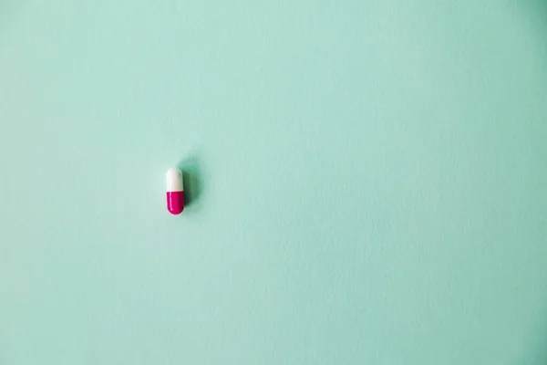 Isolated Pink Pill Blue Background Minimal Concept Copy Space — Stock Photo, Image