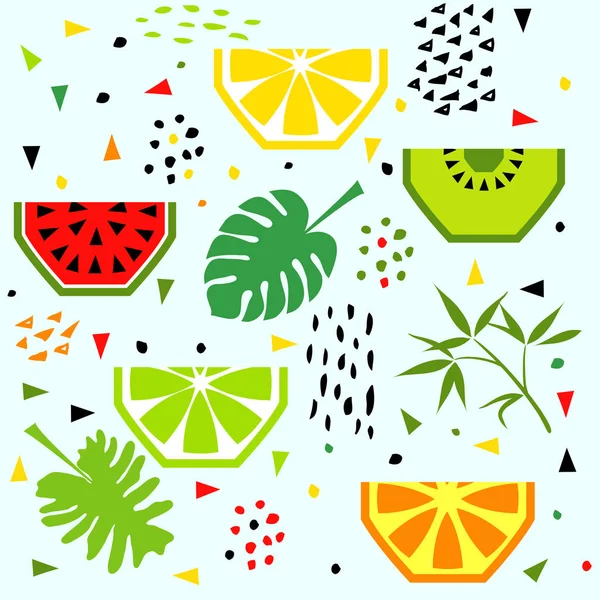 Banner de verão com frutas, ilustração vetorial —  Vetores de Stock