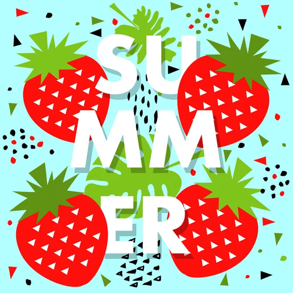 Sommerbanner mit Erdbeere, Vektor — Stockvektor