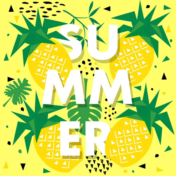 Zomer naadloze patroon met ananas, vector achtergrond — Stockvector