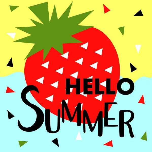 Banner de verano con fruta, lugar para texto con fresa, vector — Archivo Imágenes Vectoriales
