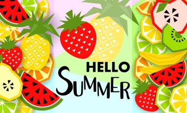 Yaz afiş ile meyve, metin için yer. Vektör