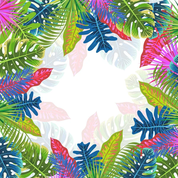 Padrão de verão tropical com folhas, ilustração vetorial — Vetor de Stock