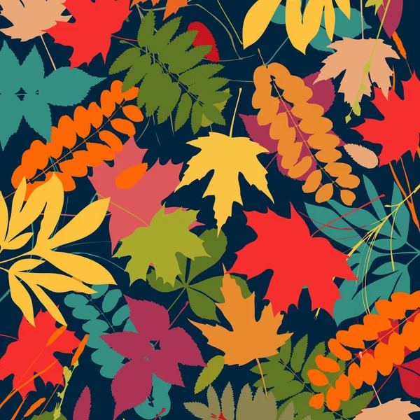 Fundo com folhas de outono multicoloridas. Ilustração vetorial . — Vetor de Stock