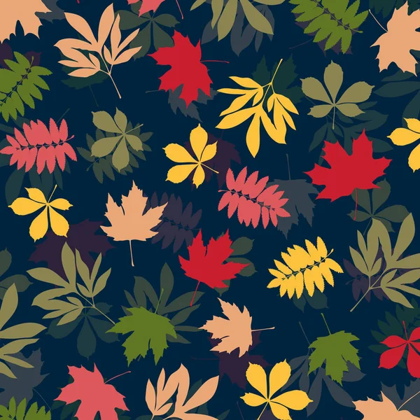 Fondo con hojas multicolores de otoño. Ilustración vectorial — Vector de stock