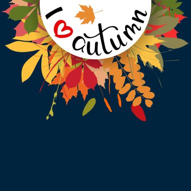 Çok renkli sonbahar yaprakları ile arka plan. Vektör çizim. 