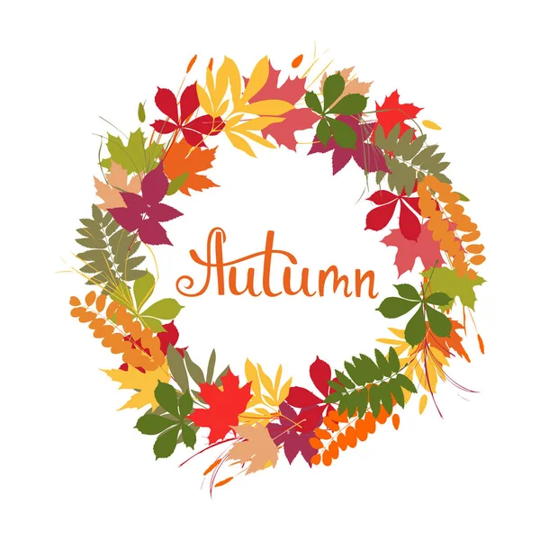 Fundo com folhas de outono multicoloridas. Ilustração vetorial — Vetor de Stock