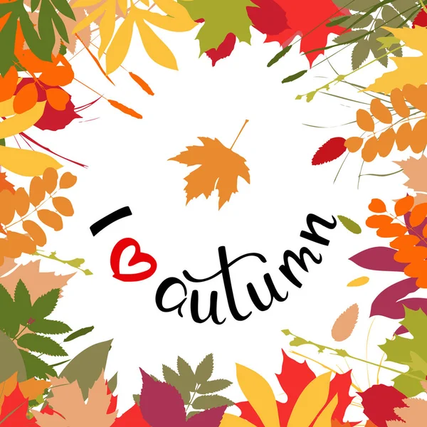 I love autumn background with multicolor leaves. Vector illustr — Stock Vector