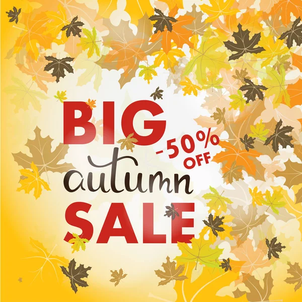 Çok renkli sonbahar yaprakları ile satış banner. Vektör