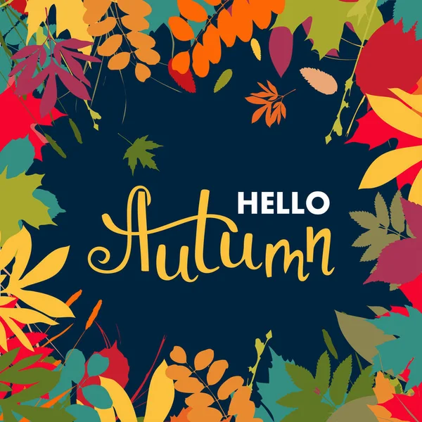 Hintergrund mit bunten Herbstblättern. Vektorillustration. — Stockvektor