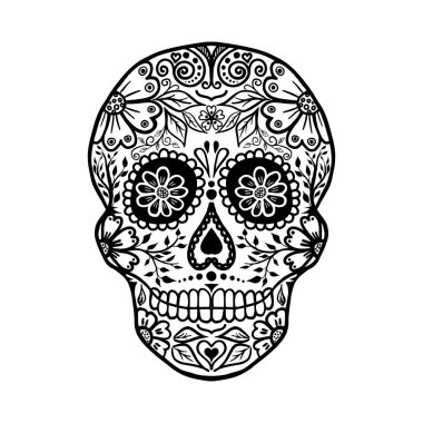 Çiçek kafatası, Cadılar Bayramı şablonu için başlık sayfası veya poster, vektör