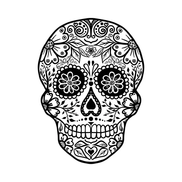 Kwiatowy czaszki, Halloween szablon transparent lub plakat, wektor — Wektor stockowy