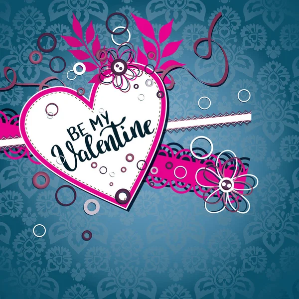 Be My Valentine template for banner or poster. Holiday lettering — Stock Vector