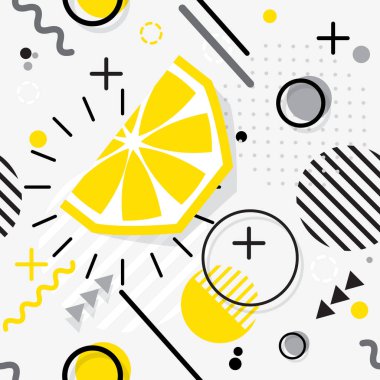 Son moda Dikişsiz, Memphis tarzı turuncu geometrik desen, vektör