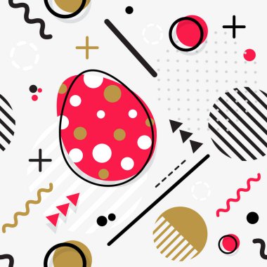 Son moda Dikişsiz, Memphis tarzı Paskalya geometrik desen, vektör