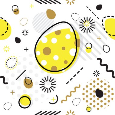 Son moda Dikişsiz, Memphis tarzı Paskalya geometrik desen, vektör 