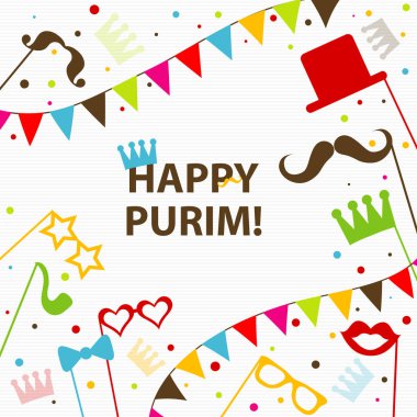 Şablon Yahudi tatil Purim tebrik kartı, taç, vektör