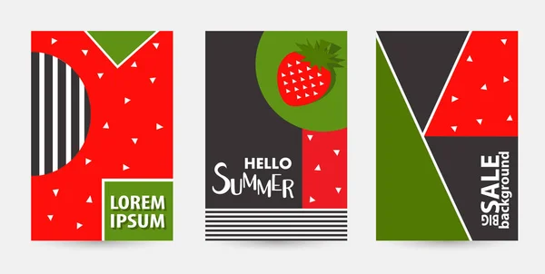 时尚草莓图案封面套装, 矢量插画 — 图库矢量图片
