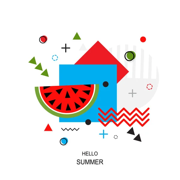 Trendy style geometric pattern with watermelon, vector illustrat — Stock Vector