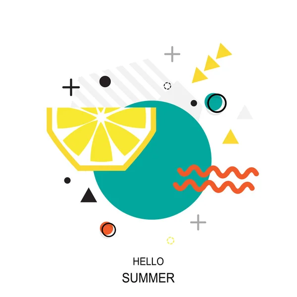 Motivo geometrico stile trendy con limone, illustrazione vettoriale — Vettoriale Stock