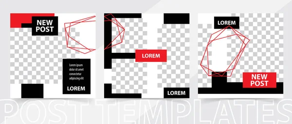 Modelo quadrado editável na moda para posts de redes sociais, vecto —  Vetores de Stock