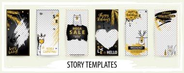 Sosyal ağlar hikaye, vektör illus için trendy editable şablon