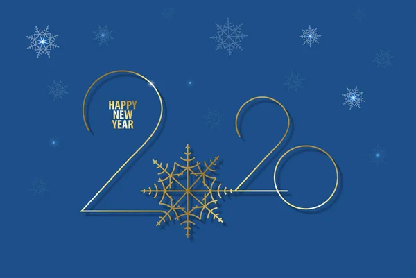 Happy new year classic blue greeting card . — Stock Vector