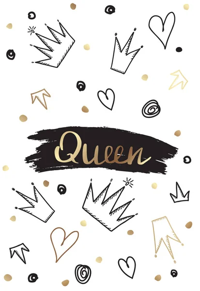 Queen template for banner or poster, cover. Holiday lettering, g — 스톡 벡터