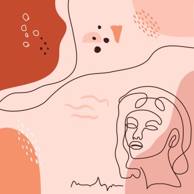 Modern soyut portre sanat vektör arkaplanı beyaz üzerine izole