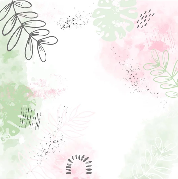 Modern abstract floral art vector leaves background.