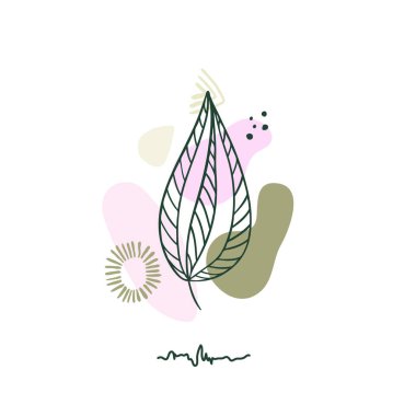 El çizimi soyut çiçek arkaplanı beyaza izole edilmiş. Vektör 