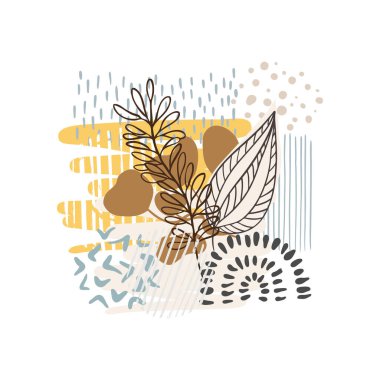 El çizimi soyut çiçek arkaplanı beyaza izole edilmiş. Kağıt, kapak, kumaş, iç dekorasyon için vektör çiçek arkaplanı.