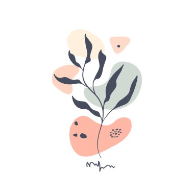 El çizimi soyut çiçek arkaplanı beyaza izole edilmiş. Sosyal medya, kapak, kumaş, iç dekorasyon için vektör çiçek arkaplanı.