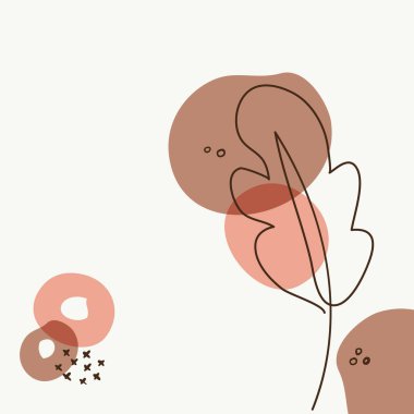 Modern soyut çiçek sanat vektörü arka planda kalır. Sosyal medya, kapak, kumaş, iç dekorasyon için el çizimi yaprakları ve satır sanat arka planı.