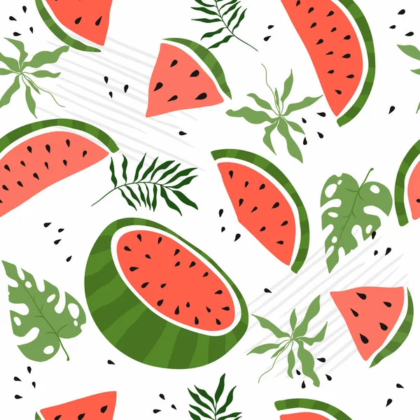 Seamless Pattern Watermelon Vector Hand Draw Watermelon Background Social Media — Stock vektor