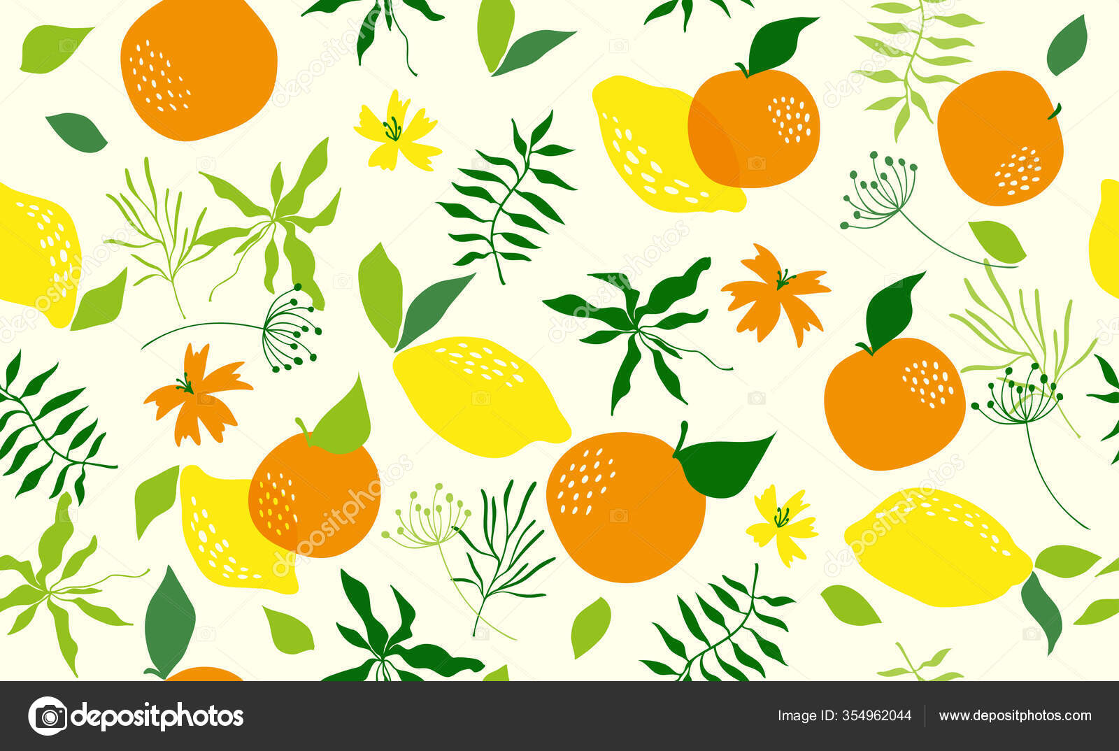 Seamless Pattern Orange Lemon Vector Hand Draw Citrus Background Wallpaper Stock Vector C Tolchik