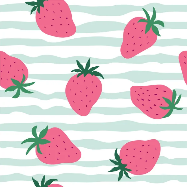 无缝隙的草莓图案 矢量手绘草莓为墙纸背景 — 图库矢量图片