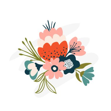 Soyut çiçek vektör arkaplanı. Sosyal medya, kapak, kumaş, iç dekorasyon için el çizimi çiçek arka planı.