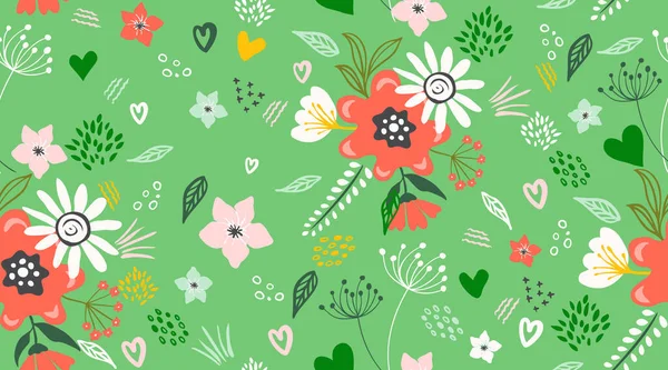 Безшовний Квітковий Візерунок Векторна Рука Малює Квітковий Фон Шпалер Обкладинки — стоковий вектор