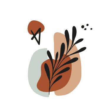 Soyut çiçek sanat vektörü arka planda kalır. Sosyal medya, kapak, kumaş, iç dekorasyon için el çizimi yaprakları ve satır sanat arka planı.