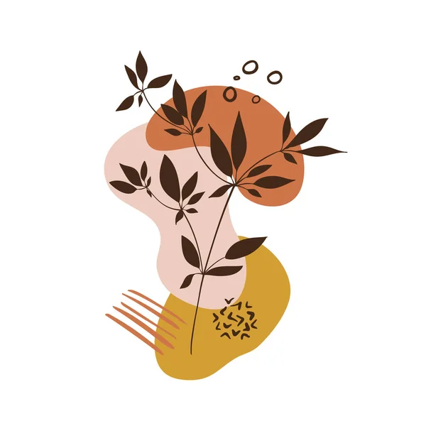 抽象花芸ベクトルは背景を残す ソーシャルメディア カバー ケース ファブリック インテリアのための手描きの葉やラインアートの背景 — ストックベクタ