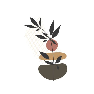 Soyut çiçek sanat vektörü arka planda kalır. Sosyal medya, kapak, dava, kumaş, iç dekorasyon için el çizimi yaprakları ve satır sanat arka planı.
