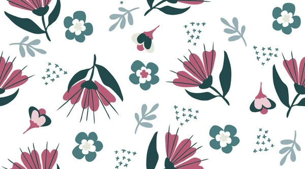 无缝花图案 用于墙纸 纺织品的矢量手绘花卉背景 — 图库矢量图片