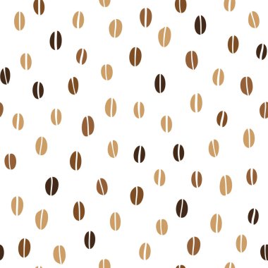 Beyaz arka planda izole kahve çekirdekleri ile kusursuz desen, vektör