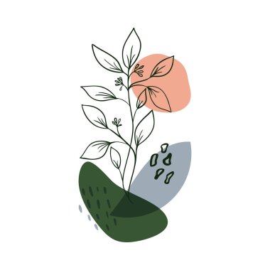 Soyut çiçek sanat vektörü arka planda kalır. Sosyal medya, kapak, dava, kumaş, iç dekorasyon için el çizimi yaprakları ve çiçek sanatları arka planı.